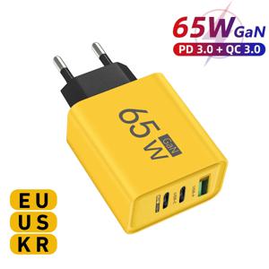 총 65W GaN USB 충전기 타입 C PD 3포트 고속 충전 휴대폰 어댑터 퀵 차지 3.0 아이폰 샤오미 삼성 화웨이용