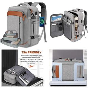 캐리온 백팩, 비행기 탑승 승인 여행용 백팩 (3개의 패킹 큐브 포함), 확장형 대형 40L 여행 가방 (17.3인치 노트북 수납 가능), 방충