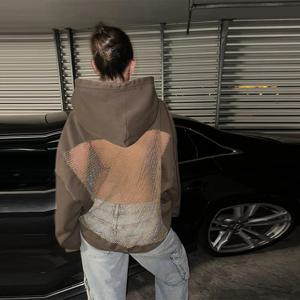 여성 백리스 긴팔 고딕 스웨트셔츠 섹시한 홀로우 메쉬 후디 반짝이는 투명 Y2K 풀오버 2025 신상 여성 스파이시 걸 탑