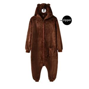 HKSNG 성인 플러스 사이즈 XXL Bear Onesie Kigurumi 플란넬 동물 파티 지퍼 버튼 오버올 Kumamon Pajamas Suit Jumpsuit