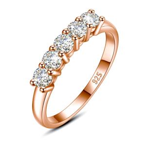 여성을위한 5pcs 스톤 Moissanite 다이아몬드 반지 실버 925 100% 로즈 골드 도금 파인 쥬얼리 인증 약혼 선물