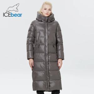 ICEbear 2023 겨울 여성 아웃웨어 파카, 슈퍼 롱 따뜻한 방풍 지퍼 코튼 코트, 우아한 겨울 재킷, GWD22637D