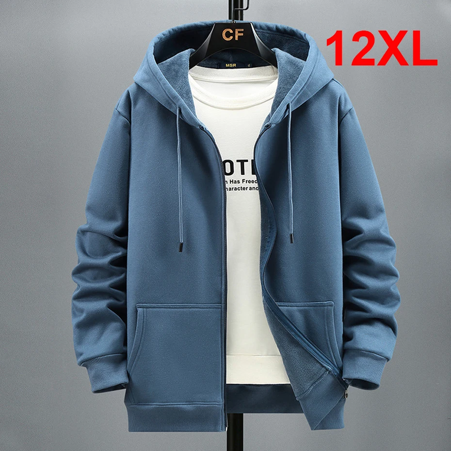 플러스 사이즈 10XL 12XL 까마귀 남성 가을 겨울 양털 후드 솔리드 컬러 자켓 후드 빅 사이즈 12XL 블루 블랙 레드 그레이