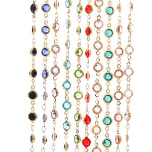 1 미터 6mm 화려한 크리스탈 비즈 페르시 체인 유리 구슬 KC 골드 목걸이 체인 DIY 쥬얼리 만들기 공예 액세서리