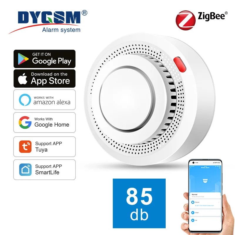 Tuya ZigBee 스마트 연기 감지기 보안 보호 연기 경보, 스마트 라이프 앱을 통한 홈 보안 시스템용 화재 보호