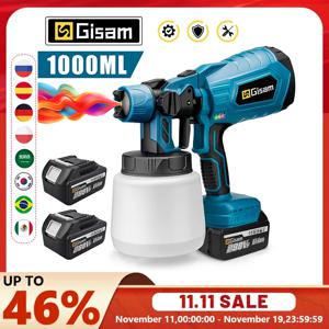 1000ML 무선 전기 스프레이 건 강력한 HVLP 페인트 분무기 Makita 18V 배터리 핀 용 자동 가구 강철 코팅 에어 브러시