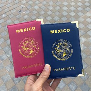 멕시코 여권 커버 금속 가장자리와 모서리 여권 홀더 여행 지갑 여자 여권 패션 커버