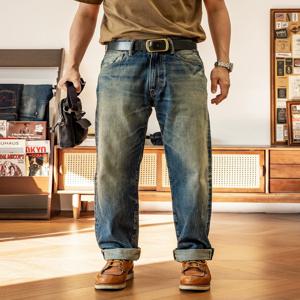 레드 토네이도 워싱 슬림 피팅 데님 바지, 100% 코튼 헤비 두꺼운 진, 14oz, 55501-0004B, 좋은 품질