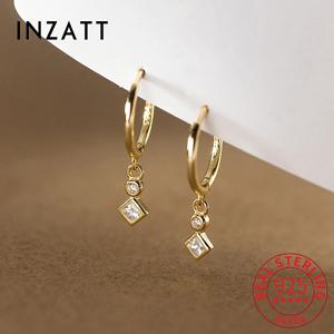 INZATT INS 패션 여성을위한 핫 리얼 925 스털링 실버 지르콘 후프 귀걸이 펑크 파인 쥬얼리 18k 골드 액세서리