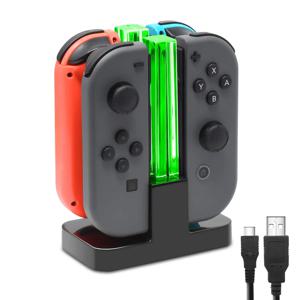 조명 기둥 LED 표시가 있는 Joy Con 및 OLED 모델 컨트롤러용 스위치와 호환되는 DOBE 충전 도크