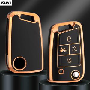 4 버튼 VW 폭스 바겐 골프 7 MK7 Tiguan MK2 좌석 Ateca Leon FR Ibiza Skoda Octavia Kodiaq 용 새 TPU 자동차 키 케이스 커버 셸