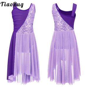 여자 발레 댄스 복장 어린이 현대 서정적 댄스 의상 민소매 컬러 블록 체조 스케이트 레오타드 댄스웨어