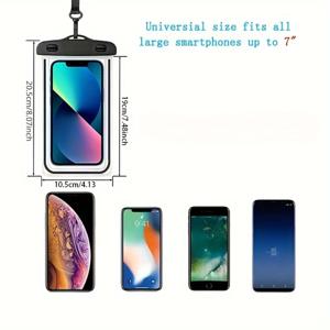 범용 방수 케이스, 13 12 11 Pro Max XS Max, S21 S20 S10 S9 Note 10 9 Pixel 최대 7.8인치까지 호환되는 방수 폰 파우치
