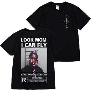 선인장 잭 티셔츠 고품질 코튼 남성 여성 LOOK MOM I CAN FLY Tee ASTROWORLD 힙합 반소매 티셔츠 탑 80550