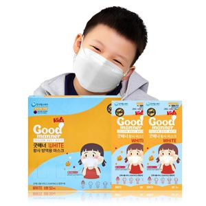 굿매너 KF94 어린이, 유아동 소형 마스크 화이트/옐로우/블랙 100매 개별포장