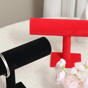 1pc 스웨이드 데스크탑 카운터 쥬얼리 디스플레이 랙, 가정용 팔찌 및 목걸이 용 수직 스토리지 랙, 하이 엔드, 단순