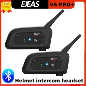 EJEAS V6 PRO +/PLUS 블루투스 오토바이 헬멧 인터콤 헤드셋, 6명의 라이더를 위한 800M BT 인터폰 커뮤니케이터 방수