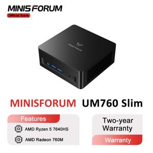 MINISFORUM 미니 PC UM760 슬림 AMD Ryzen 5 7640HS 미니 컴퓨터 Windows 11 DDR5 16GB 1TB SSD Bluetooth 5.3 WiFi 6E 게임용 PC