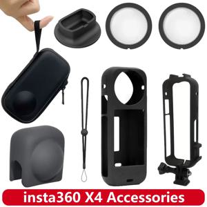 인스타360 X4 액세서리 실리콘 데스크탑 베이스 렌즈 캡 커버 보관 가방 실리콘 케이스 프레임 렌즈 가드 인스타360 X4 카메라용