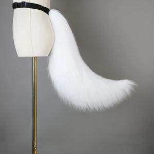 푹신한 수제 귀여운 로리타 플러시 개 고양이 폭스 테일 소녀 플러시 꼬리 벨트 고양이 귀 애니메이션 성능 코스프레 액세서리 아이 선물