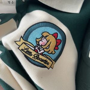 초대형 사이즈 300 파운드 폴로 셔츠 스트라이프 대학 스타일 수 놓은 캐주얼 루즈 올 매치 후드 여성 의류