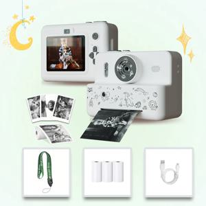 어린이용 디지털 카메라, 즉석 인쇄, HD 만화 공간, 사진 촬영 및 인쇄 가능, 생일 선물, 소형 카메라