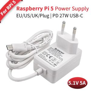 라즈베리 파이 5 전원 공급 장치, USB C 타입 충전기, 라즈베리 파이 5 / 4B RPI 5 용 EU 미국 영국 플러그, 27W, 5.1V 5A