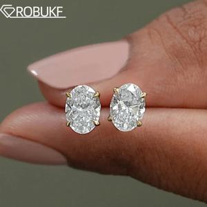 여성을위한 1-4ct 타원형 컷 Moissanite 스터드 귀걸이 남성 D 컬러 스파클링 다이아몬드 925 스털링 실버 귀 스터드 파티 쥬얼리 선물