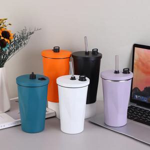 304 스테인리스 스틸 다이아몬드 모양 커피 컵, 크리에이티브 빨대 절연 컵, 자동차 휴대용 대용량, 간단한 물 컵