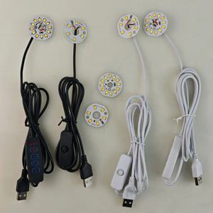 따뜻한 화이트 컬러 DC 5V 3W USB LED 조명 2835 칩 단일 조광기 독서 밤 책상 책 태블릿 독서 램프 스위치 전원 케이블