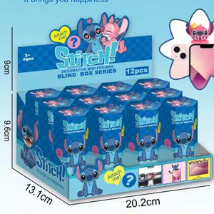 12pcs 디즈니 스티치 블라인드 박스 서프라이즈 블라인드 박스 귀여운 애니메이션 피규어 모델 인형 장난감 서프라이즈 박스 장난감 카와이 아이 장난감