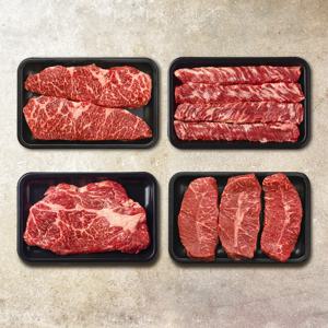 [바라던] 프리미엄 냉장 탑초이스 소고기구이 세트 800g (등심+부채+갈비+살치) + 핑크솔트 증정