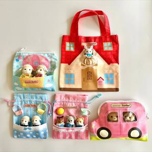 Tarlin 캡슐 장난감 카와이 숲 동물 가족 인형 외출 파우치 자동차 Ballon 토트 Drawstring 지퍼 가방 인형 집 피규어