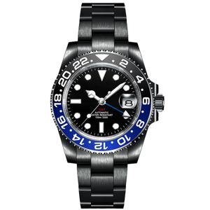 Corgeut 로고 새로운 럭셔리 NH34 기계식 손목 시계 스테인레스 스틸 GMT 시계 톱 브랜드 사파이어 남성 시계 reloj hombre