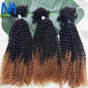 T1B/30 아프로 곱슬머리 인모 벌크 30g/팩 100% 인모 부드러운 4C 아프로 곱슬머리 벌크 인모 붙임머리용