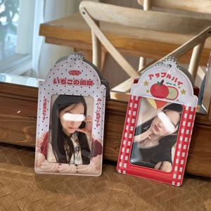 인스 스타일 크림 딸기 체크무늬 사과 3인치 카드홀더, 폴라로이드 러브빈 소형 카드, 캠퍼스카드, 식사카드 수납함