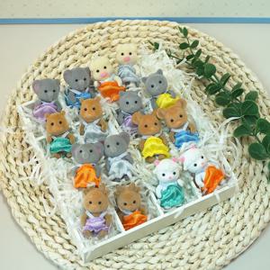 인형 집 토끼 아기 피규어 1:12 코끼리 양 다람쥐 가족 인형 소장품 놀이 집 액세서리 인형 동물 모델 장난감