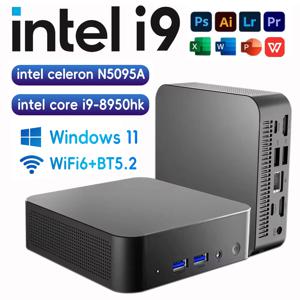Windows 11 Pro Intel Core i9 8950HK/N5095A 미니 PC 16GB DDR4 1TB M.2 SSD WIFI 6 BT5.2 4K HD 미니 게이밍 PC【3년 보증】