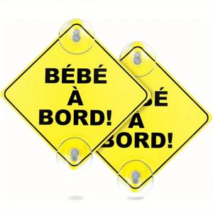 자동차 창문에 대 한 흡입 컵과 1/2pcs 프랑스어 아기 보드 표지판 자동차에 대 한 이동식 안전 스티커