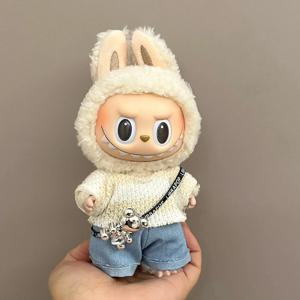 17cm Labubu 옷에 적합 귀여운 작업복 스커트 정장 V1 V2 V3 DIY 의류 액세서리 크리 에이 티브 어린이 장난감 선물
