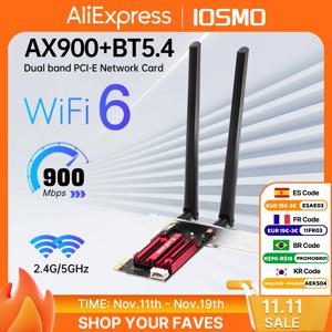 WiFi 6 PCIe FV-AX900pro 네트워크 카드 Bluetooth 5.4 듀얼 밴드 2.4G/5.8GHz 외부 안테나 Win10/11용 게임/PC 어댑터