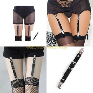 49MD 여성 더블 헤드 가터 클립 가짜 가죽 벨트 란제리 허벅지 서스펜더 스트랩