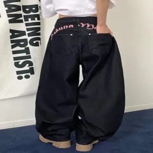 뒷면 자수 레터 프린트 청바지 여성용 봄 신상 스윗 쿨 스파이시 걸 하이웨이스트 슬림 롱 팬츠 패셔너블 출퇴근룩