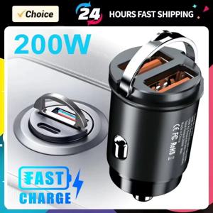 100W/200W QC3.0 PD 미니 차량용 충전기 12-24V 라이터 고속 충전 차량용 USB C타입 충전기 (샤오미, 삼성, 화웨이, 아이폰용)
