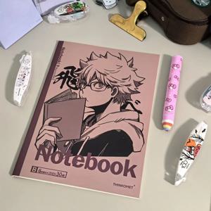 1pc 하이큐!! B5 노트북 - Kotaro Bokuto 미니멀리스트 틈새 문구를 갖춘 애니메이션 주변 장치 줄이 있는 노트북