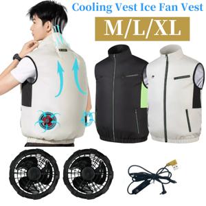 냉각 조끼 얼음 팬 조끼 여름 캠핑 낚시를위한 내열성 뜨거운 날씨 작업 낚시 조끼 하이킹 에어컨 의류