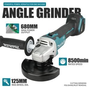 Makita DGA504 125mm 브러시리스 리튬 전기 앵글 그라인더 충전식 연마 기계 절단기 고전력