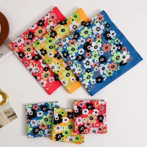 3/6Pcs 여성 순수 코튼 인쇄 손수건 우아한 부드럽고 편안한 얇은 꽃 흡수성 땀 닦는 핸드 타월 43cm