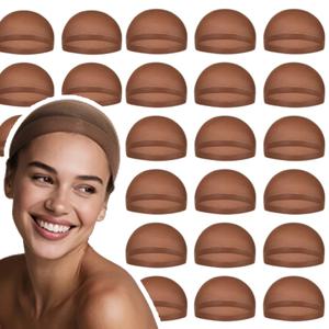 여성을 위한 도매 24 PCS 고품질 갈색 가발 모자, 레이스 전면 가발 모자용 스타킹 모자