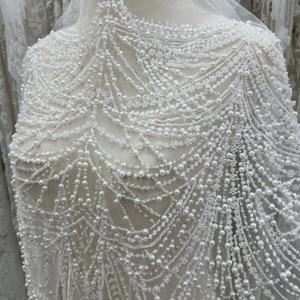 고급스럽고 독특한 멀티 사이즈 스팽글 비즈 레이스 자수 직물, 고급 웨딩 드레스 직물